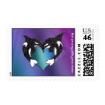 Northern Lights Orca Love Postage Stamp