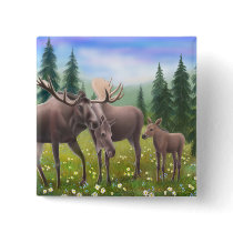 Northern Moose Family PIn buttons