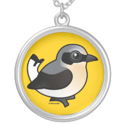 Northern Wheatear (adult) Square Silver-plated Necklace