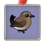 Northern Wheatear (juv) Premium Square Ornament