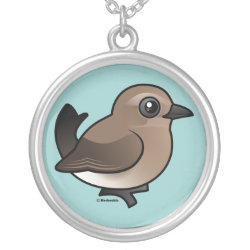 Northern Wheatear (juv) Square Silver-plated Necklace