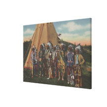 Northwest Indians - Row of Indian Chiefs in War Gallery Wrapped Canvas