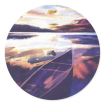"Northwest Passage" Canoe at Sunrise Watercolor stickers by PaulJacksonart "Northwest Passage" Canoe at Sunrise Watercolor stickers