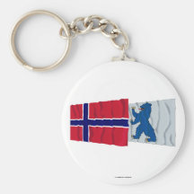 Norway and Buskerud waving flags Key Chain
