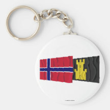 Norway and Finnmark waving flags Keychains
