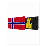 Norway and Finnmark waving flags Postcard