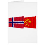 Norway and Hordaland waving flags Greeting Cards