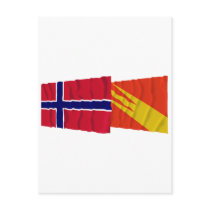 Norway and Østfold waving flags Post Card