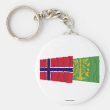 Norway and Vest-Agder waving flags Key Chain