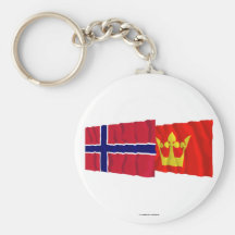 Norway and Vestfold waving flags Key Chain