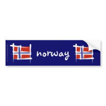 Norway Brush Flag Bumper Stickers