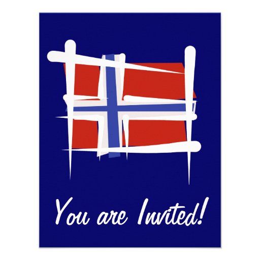 Norway Brush Flag Custom Invites