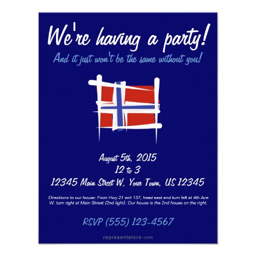 Norway Brush Flag Custom Invites