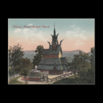 Norway Fantoft Stavkirke Church Vintage Postcard