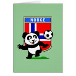 This adorable little panda is too cute! He's featured in front of a large flag from Norway and ready to play football and score some goals. This cute design is perfect for football players and soccer fans.