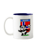 This adorable little panda is too cute! He's featured in front of a large flag from Norway and ready to play football and score some goals. This cute design is perfect for football players and soccer fans.
