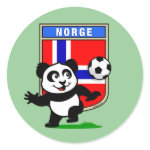 This adorable little panda is too cute! He's featured in front of a large flag from Norway and ready to play football and score some goals. This cute design is perfect for football players and soccer fans.