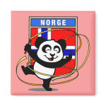 This adorable little panda bear is too cute! Featured in front of a large flag from Norway, this panda is getting ready to do a rhythmic gymnastics routine with a gymnastics ribbon! This cute design is perfect for gymnasts and gymnastics fans.