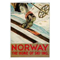 Norway The Home of Skiing Vintage Travel Poster Card