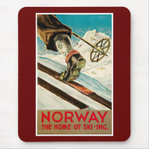 Norway The Home of Skiing Vintage Travel Poster Mousepads