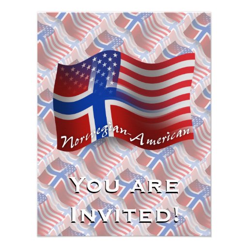 Norwegian-American Waving Flag Invitation