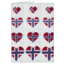Norwegian Flag Heart Cross Stitch Nordic Norway Greeting Cards