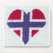 Norwegian Flag Heart Cross Stitch Nordic Norway Cr Mousepad