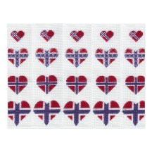 Norwegian Flag Heart Cross Stitch Nordic Norway Post Cards