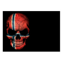 Norwegian Flag Skull on Black Business Card Templates