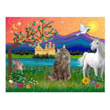 Norwegian Forest Cat - Fantasy Land Postcards