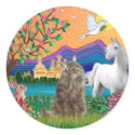 Norwegian Forest Cat - Fantasy Land stickers by catartgifts Norwegian Forest Cat - Fantasy Land stickers