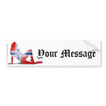 Norwegian Girl Silhouette Flag Bumper Sticker