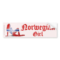 Norwegian Girl Silhouette Flag Bumper Stickers