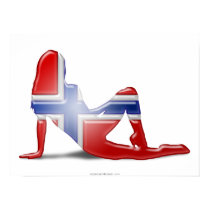 Norwegian Girl Silhouette Flag Poster