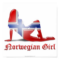 Norwegian Girl Silhouette Flag Poster