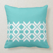 Norwegian Sweater Pattern Pillow on Teal pillows
