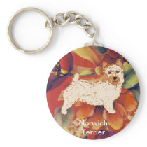 Norwich Terrier - Autumn Flower Design Key Chains