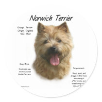 Norwich Terrier History Design Round Stickers