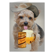 Norwich Terrier Shares A Beer cards