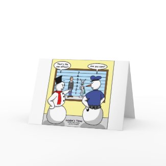 Noseless Snowman Bunny Suspect Gifts &amp; Tees Greeting Card