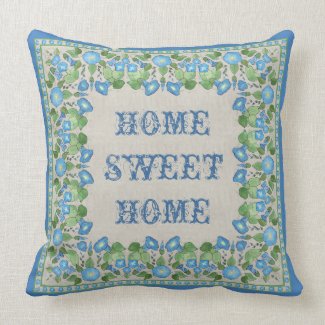 Nostalgic Blue Morning Glory Pillow or Cushion