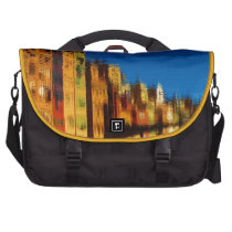 Nostalgic Retro Buildings Reflections Blue Sky Laptop Bag