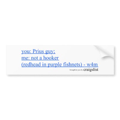 Not A Hooker Bumpersticker Bumper Stickers by craigslist
