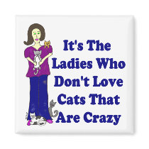 (Not Crazy) Cat Lady Square Fridge Magnet