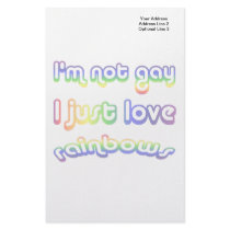 Not Gay But Love Rainbows Stationery Paper