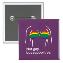 Not gay but supportive bra.png pinback button