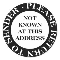 Not Known at this Address - Black and White stickers by artberry Not Known at this Address - Black and White stickers