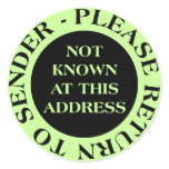 Not Known at this Address - II Pale Green Sticker