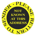 Not Known at this Address - II Yellow stickers by artberry Not Known at this Address - II Yellow stickers