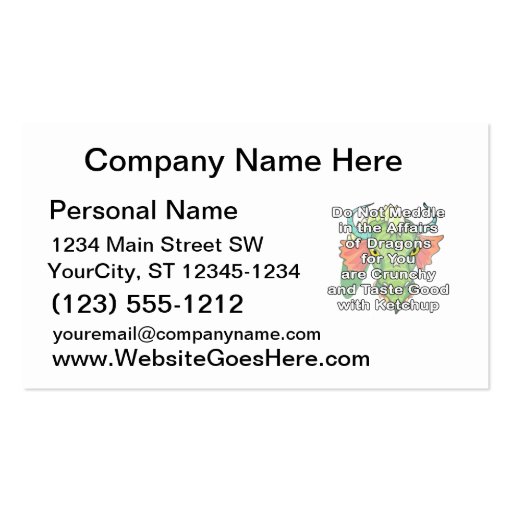 Not meddle white dragon head business cards